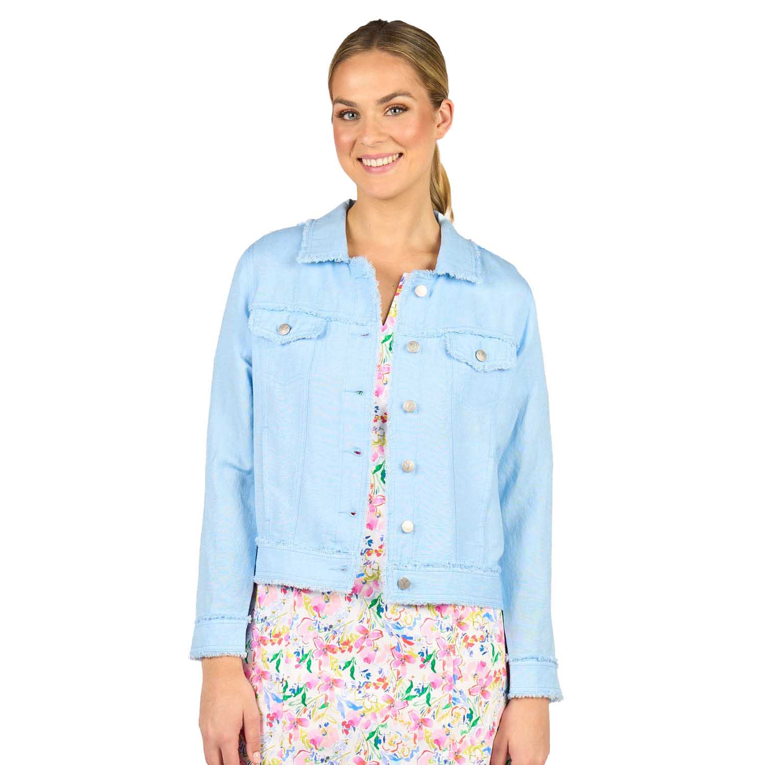 Vassalli Linen Jacket with Frayed Seams